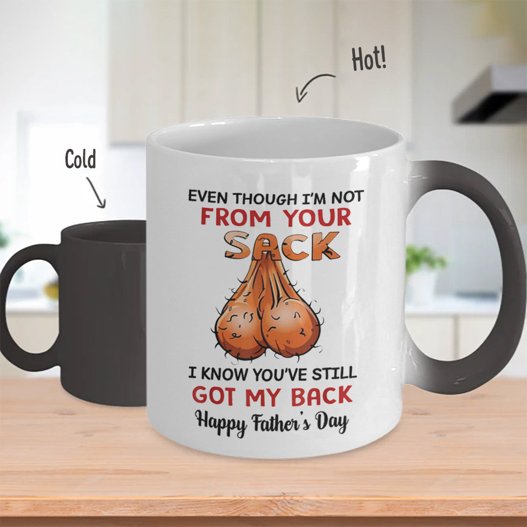 Magic Mug For Stepdad | Even Though I'm Not From Your Sack I Know You've Still Got My Back | Father's Day Gift