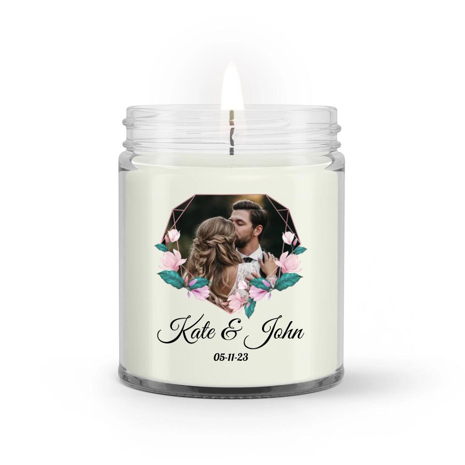 Custom Candle Personalized Wedding Anniversary Gift Custom Photo Name And Date